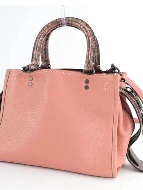 NWOT Coach Log 25 Pebble Leather Colorblock Snake Pattern Tote Bag